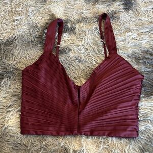 Abercrombie & Fitch Wine Red Satin Pleated Cami